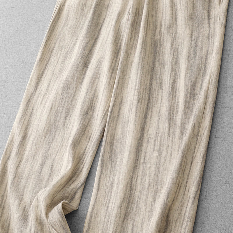 Pantaloni da donna in cotone a gamba larga con coulisse, modello tie-dye a righe, con tasche, modello Buddha Stones