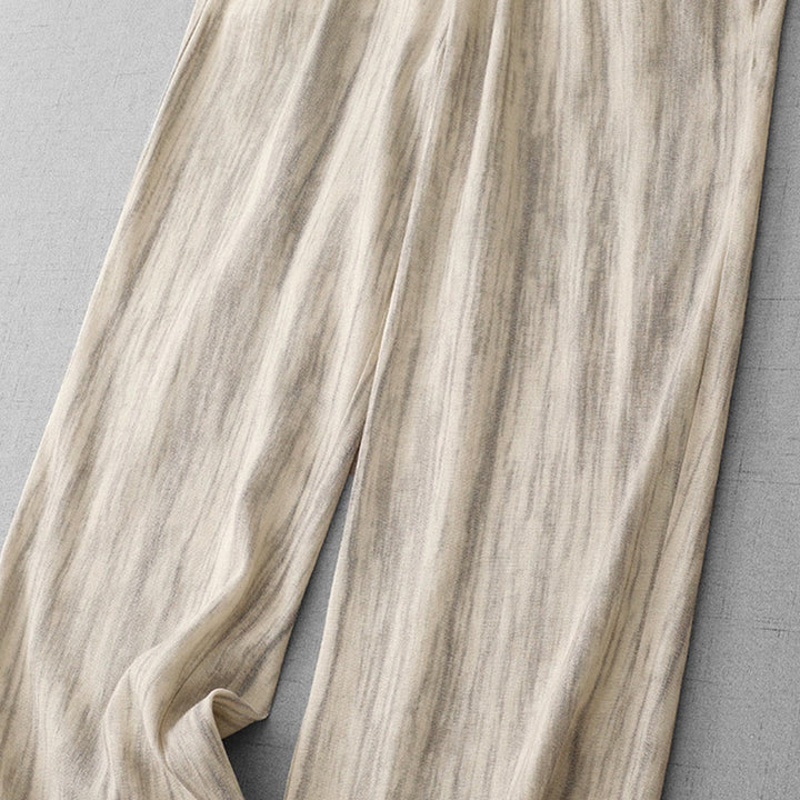 Pantaloni da donna in cotone a gamba larga con coulisse, modello tie-dye a righe, con tasche, modello Buddha Stones