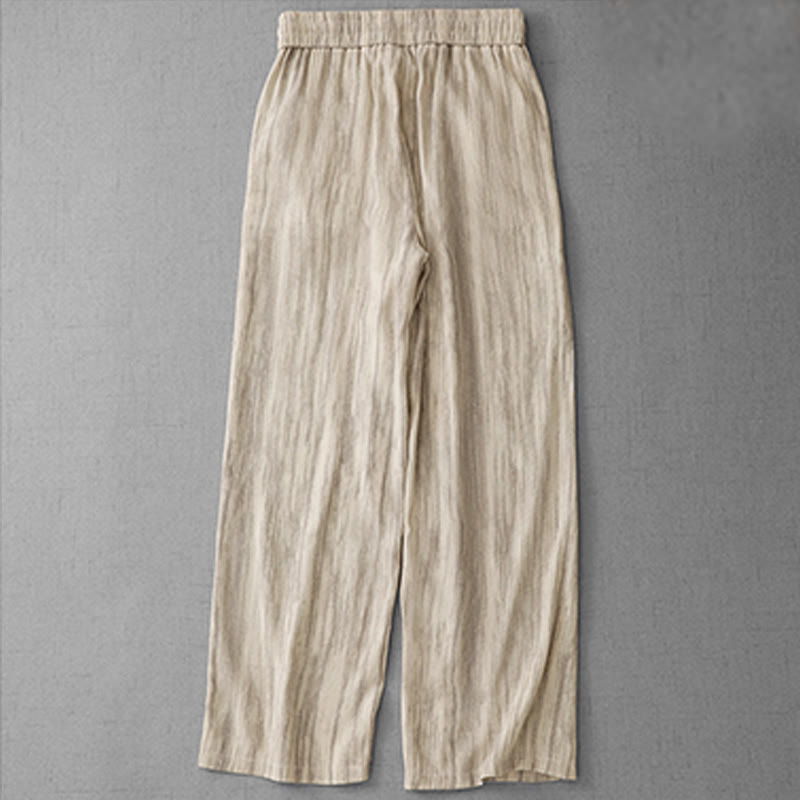 Pantaloni da donna in cotone a gamba larga con coulisse, modello tie-dye a righe, con tasche, modello Buddha Stones