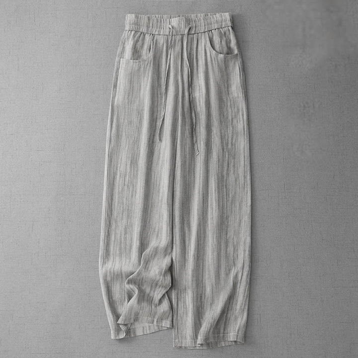 Pantaloni da donna in cotone a gamba larga con coulisse, modello tie-dye a righe, con tasche, modello Buddha Stones