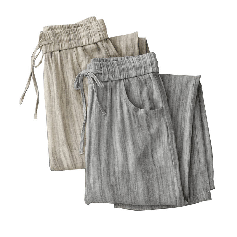 Pantaloni da donna in cotone a gamba larga con coulisse, modello tie-dye a righe, con tasche, modello Buddha Stones