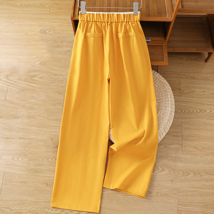 Pantaloni larghi da donna in cotone e lino con tasche, modello Buddha Stones, casual, con cinturino in pizzo cavo