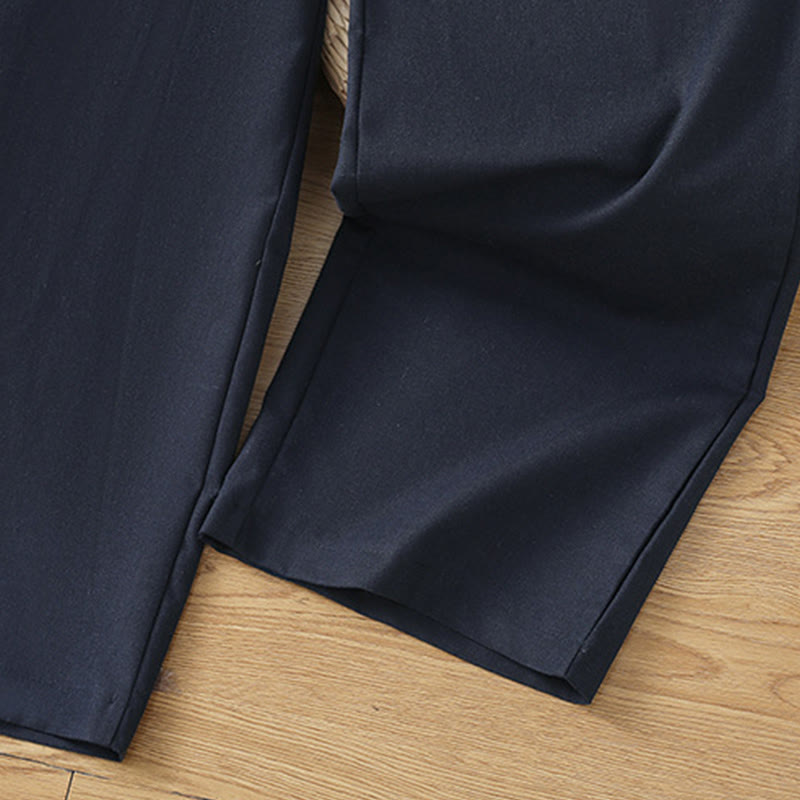 Pantaloni larghi da donna in cotone e lino con tasche, modello Buddha Stones, casual, con cinturino in pizzo cavo