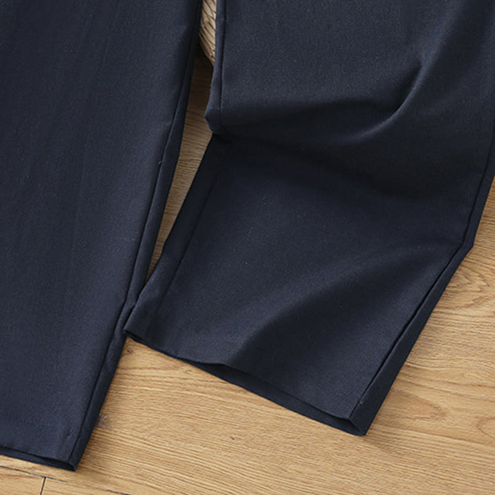 Pantaloni larghi da donna in cotone e lino con tasche, modello Buddha Stones, casual, con cinturino in pizzo cavo