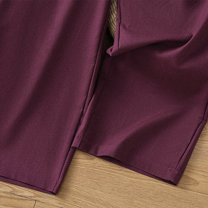 Pantaloni larghi da donna in cotone e lino con tasche, modello Buddha Stones, casual, con cinturino in pizzo cavo