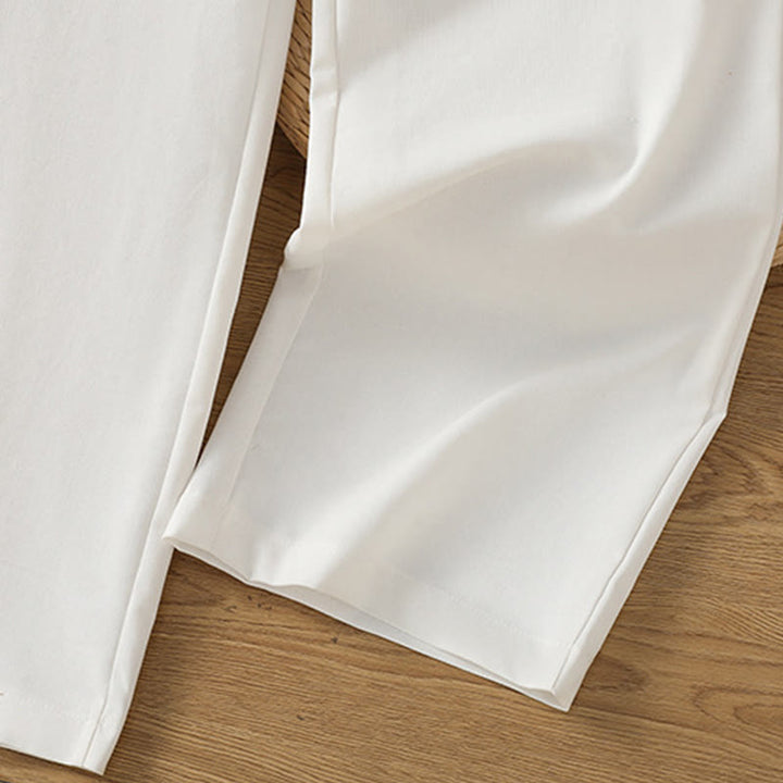 Pantaloni larghi da donna in cotone e lino con tasche, modello Buddha Stones, casual, con cinturino in pizzo cavo