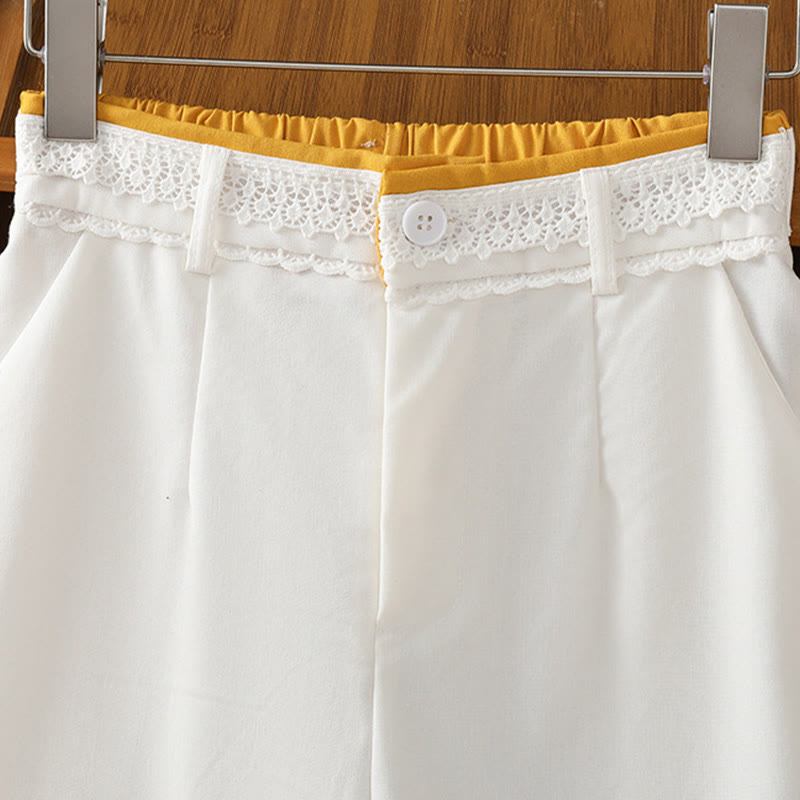 Pantaloni larghi da donna in cotone e lino con tasche, modello Buddha Stones, casual, con cinturino in pizzo cavo