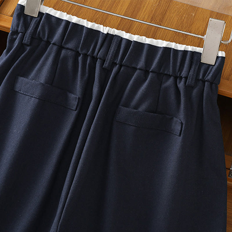 Pantaloni larghi da donna in cotone e lino con tasche, modello Buddha Stones, casual, con cinturino in pizzo cavo