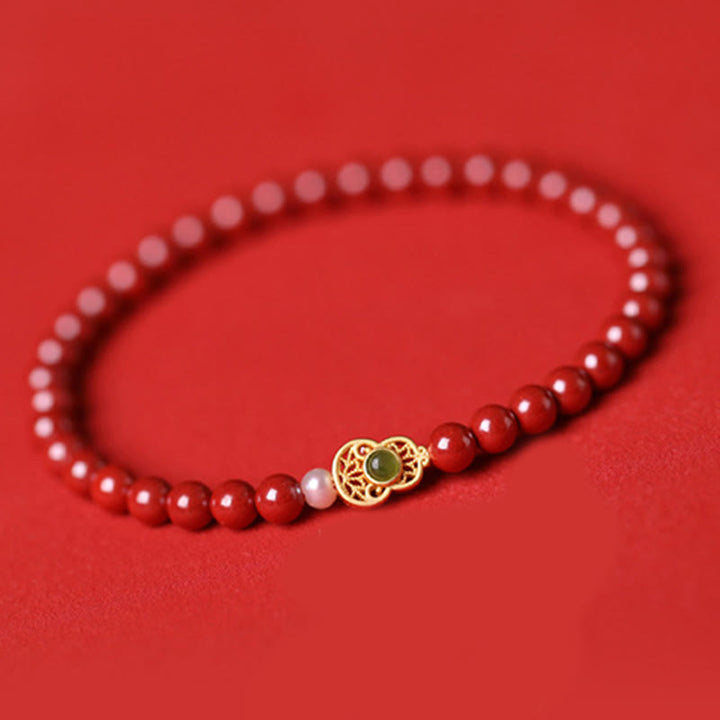 Braccialetto di perle di cinabro e zucca con Buddha Stones e perle di benedizione - image 15