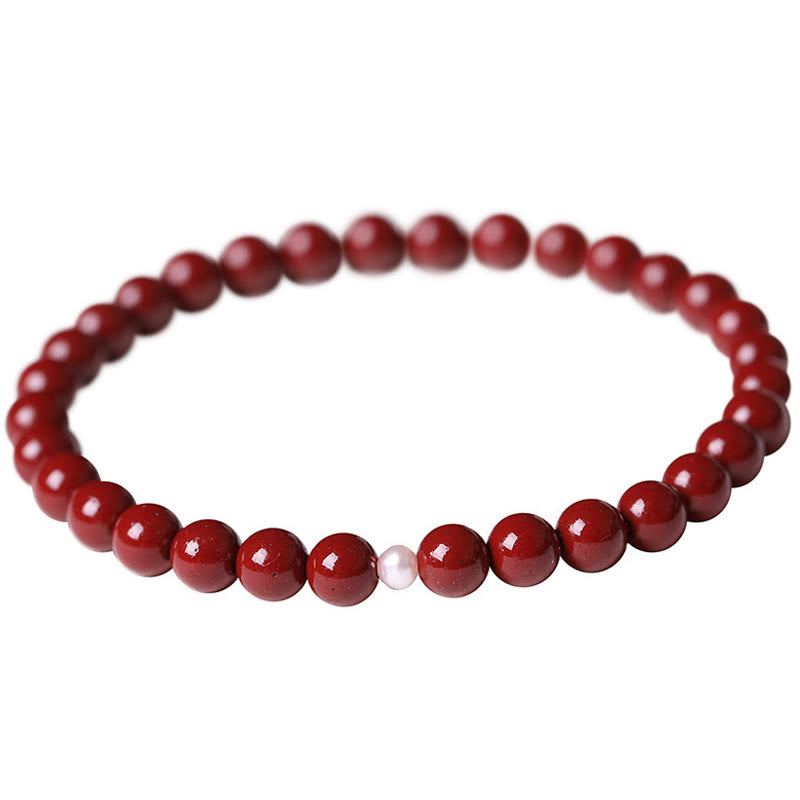 Braccialetto di perle di cinabro e zucca con Buddha Stones e perle di benedizione - Perla di cinabro (dimensione perla: 6 mm) - image 10