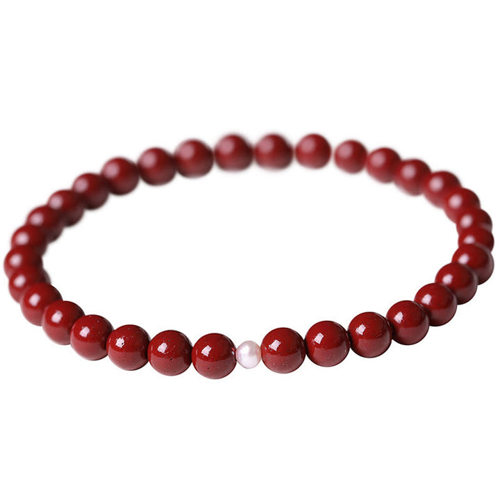 Braccialetto di perle di cinabro e zucca con Buddha Stones e perle di benedizione - Perla di cinabro (dimensione perla: 6 mm) - image 10