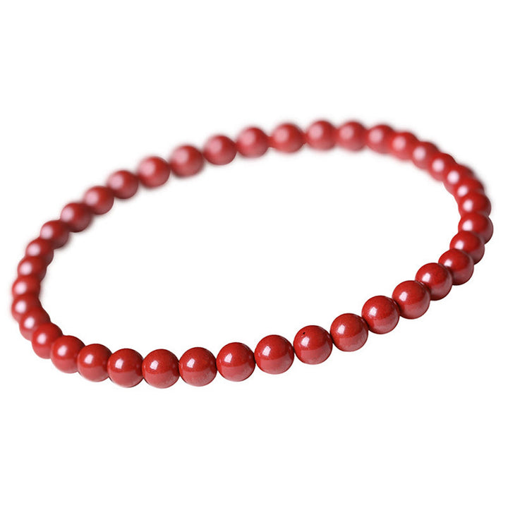 Braccialetto di perle di cinabro e zucca con Buddha Stones e perle di benedizione - Cinabro imperiale (dimensione perla: 6 mm) - image 12