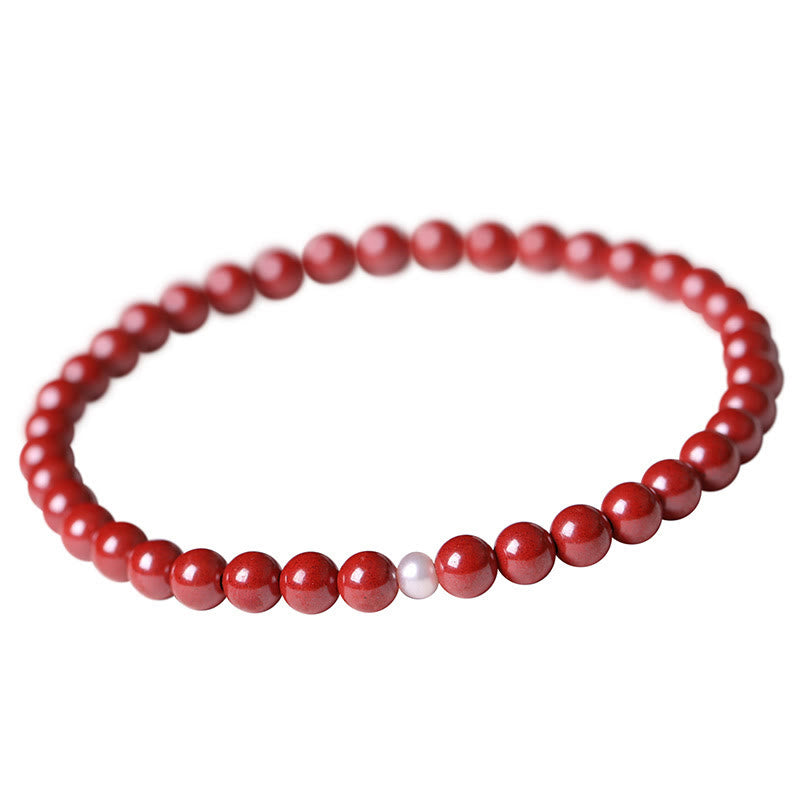 Braccialetto di perle di cinabro e zucca con Buddha Stones e perle di benedizione - Perla Imperiale Cinabro (Dimensione Perla: 6 mm) - image 16