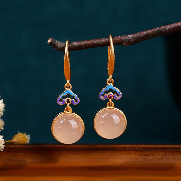 Orecchini Armonia placcati oro con Buddha Stones in argento sterling 925 e calcedonio naturale - image 3