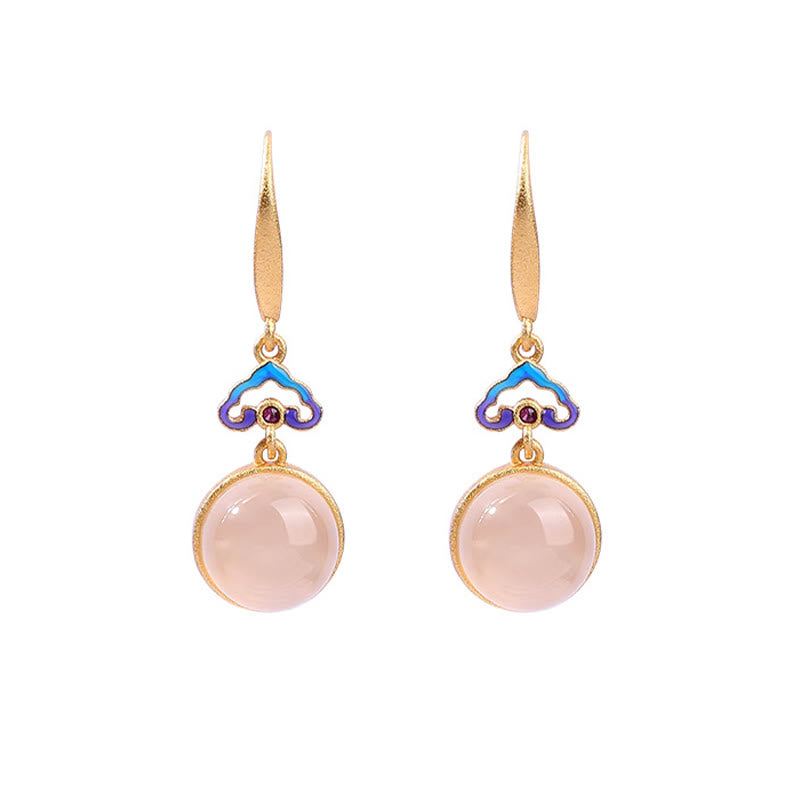 Orecchini Armonia placcati oro con Buddha Stones in argento sterling 925 e calcedonio naturale - image 5