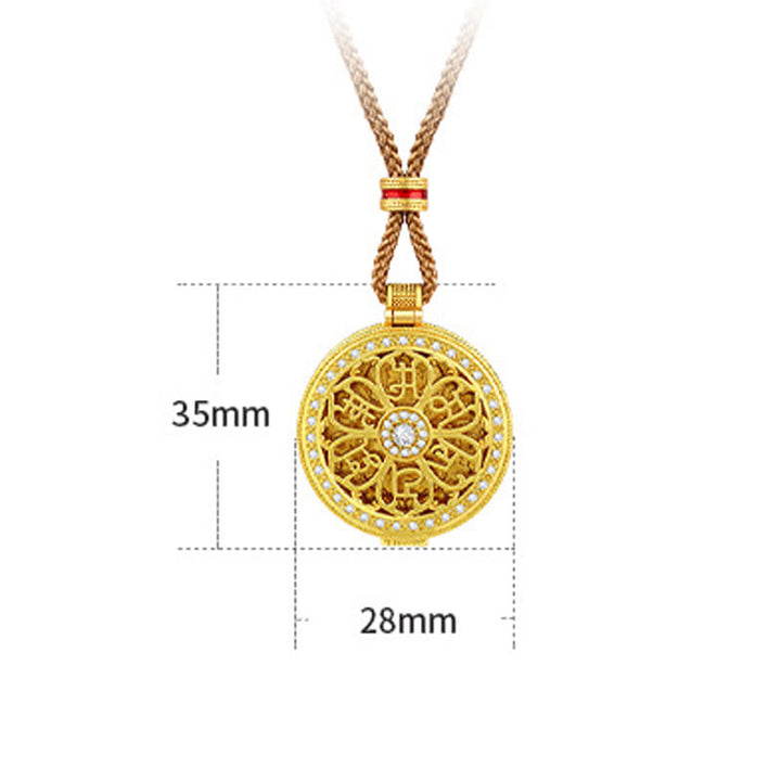 Collana con ciondolo apribile in rame placcato oro con Buddha Stones Om Mani Padme Hum, simbolo della ricchezza - image 5