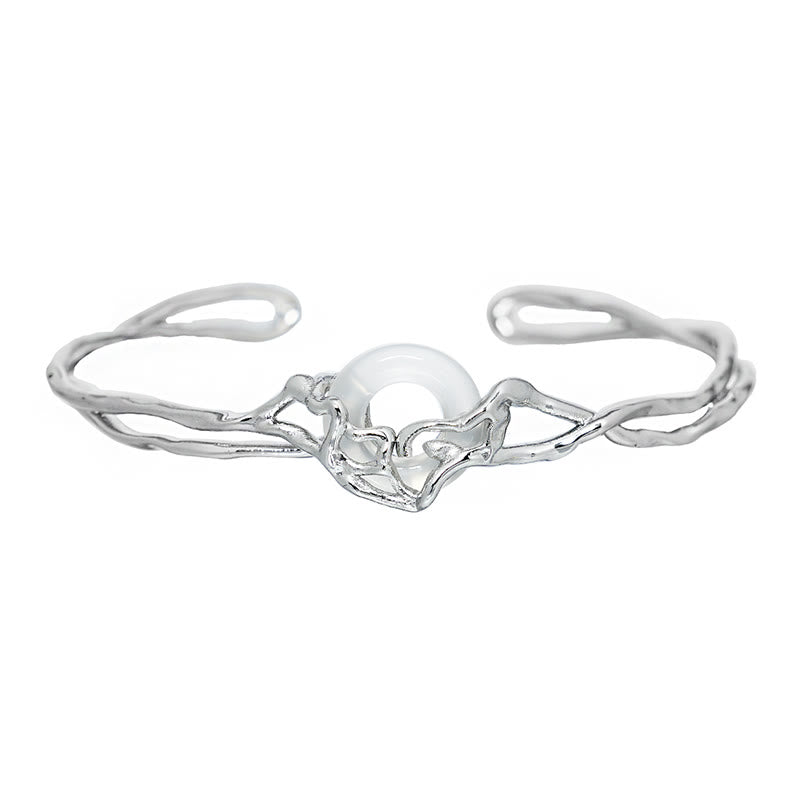 Bracciale di protezione in agata bianca con fibbia della pace in argento sterling 925 Buddha Stones - image 5