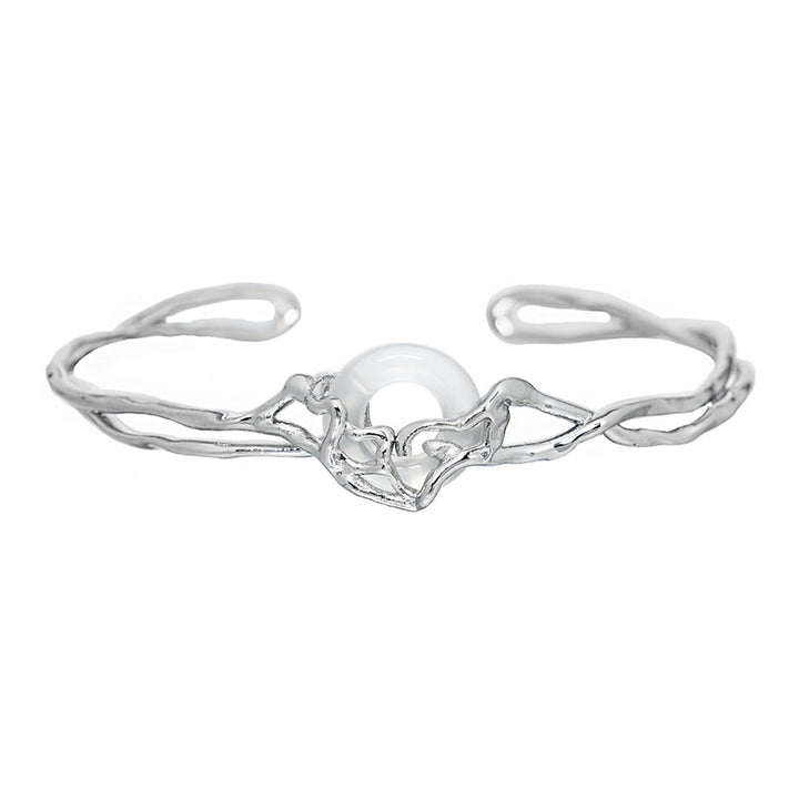 Bracciale di protezione in agata bianca con fibbia della pace in argento sterling 925 Buddha Stones - image 5