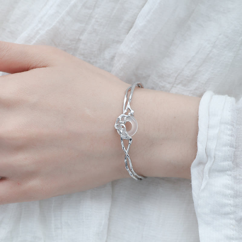 Bracciale di protezione in agata bianca con fibbia della pace in argento sterling 925 Buddha Stones - image 3