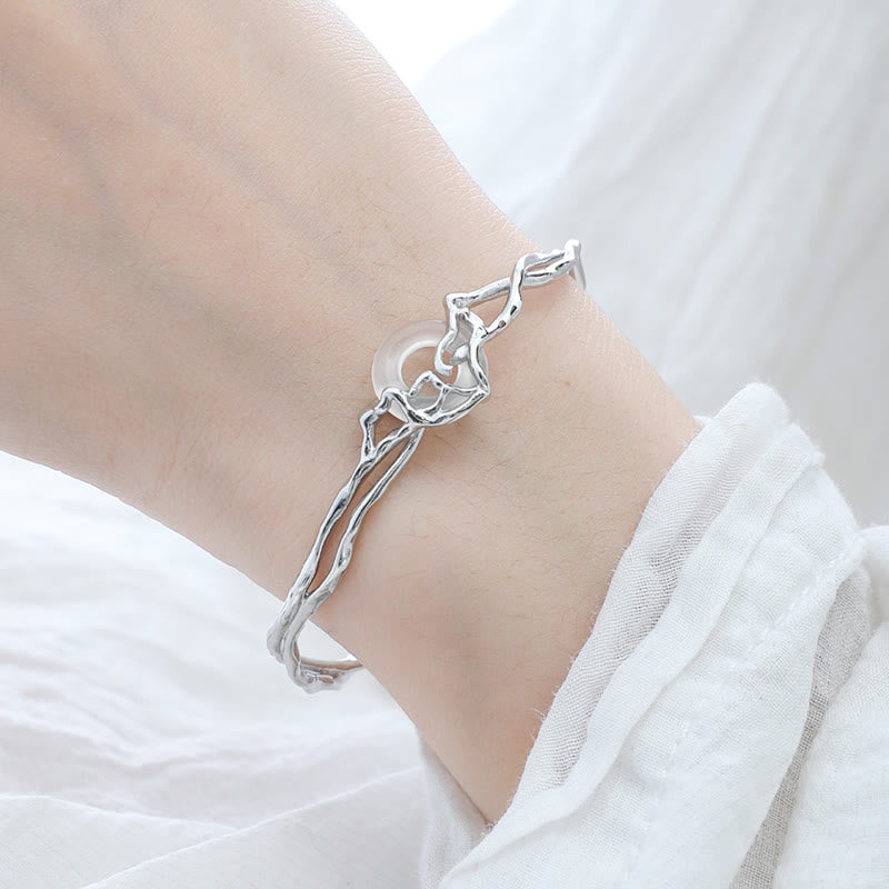 Bracciale di protezione in agata bianca con fibbia della pace in argento sterling 925 Buddha Stones - image 2