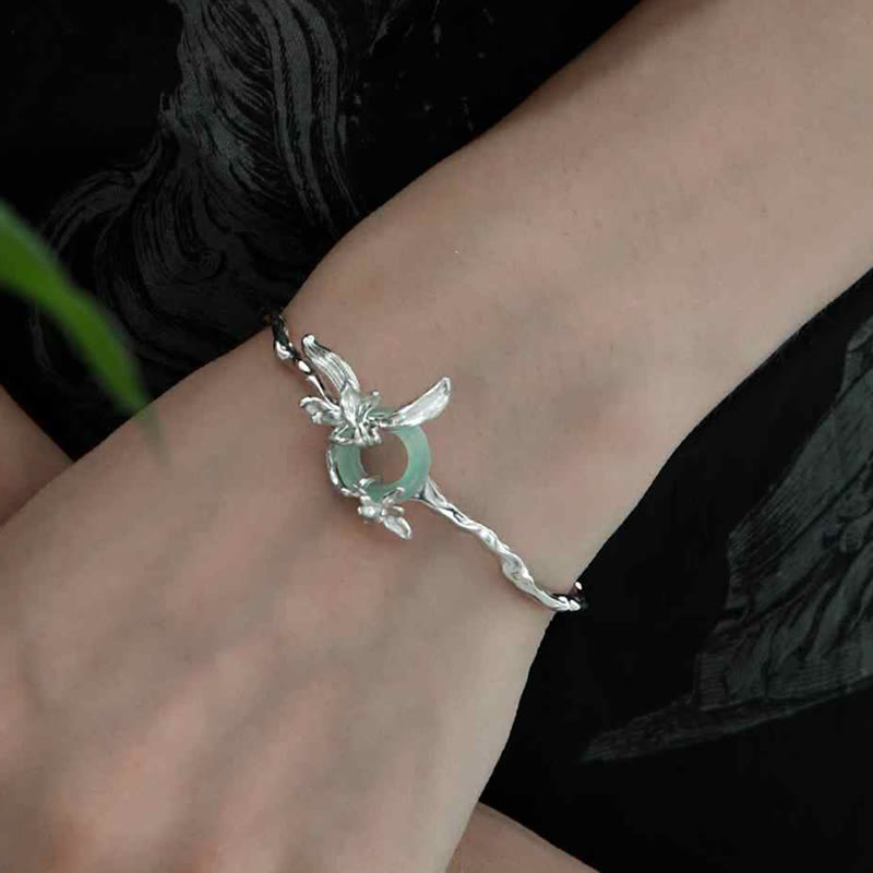 Bracciale di protezione in giada e quarzite con fibbia della pace in argento sterling 925 Buddha Stones - image 5