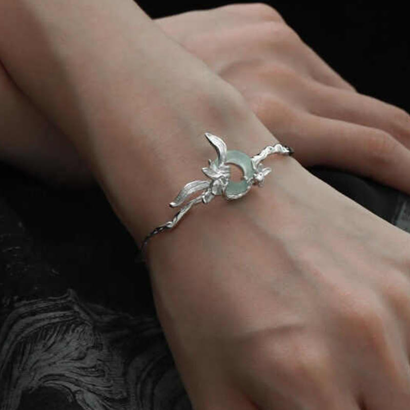 Bracciale di protezione in giada e quarzite con fibbia della pace in argento sterling 925 Buddha Stones - image 5