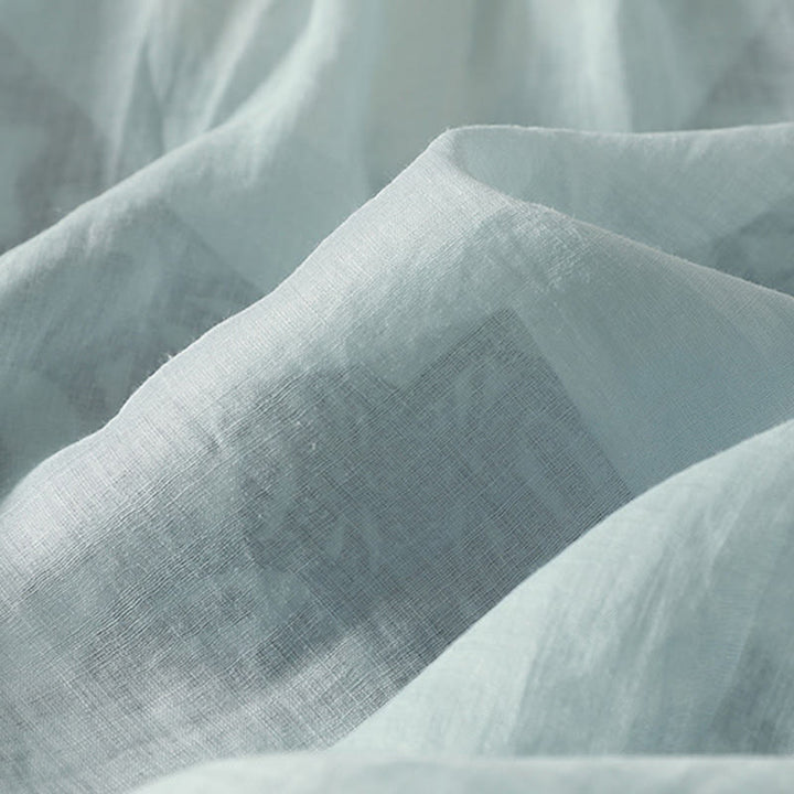 Maglietta casual da donna in cotone e lino con scollo a V e maniche corte, ricamata con Buddha Stones - image 10