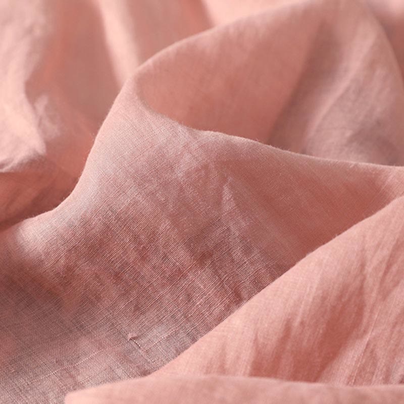 Maglietta casual da donna in cotone e lino con scollo a V e maniche corte, ricamata con Buddha Stones - image 17