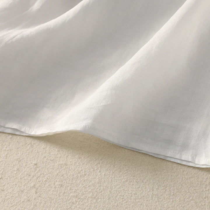 Maglietta casual da donna in cotone e lino con scollo a V e maniche corte, ricamata con Buddha Stones - image 25