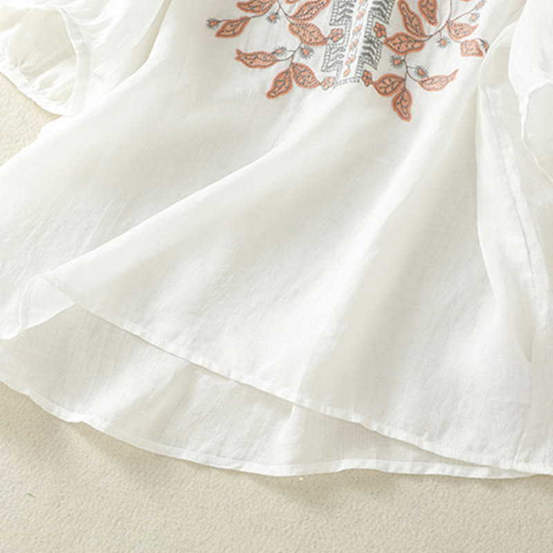 Maglietta casual da donna in cotone e lino con maniche corte, in pizzo ricamato con Buddha Stones - image 33