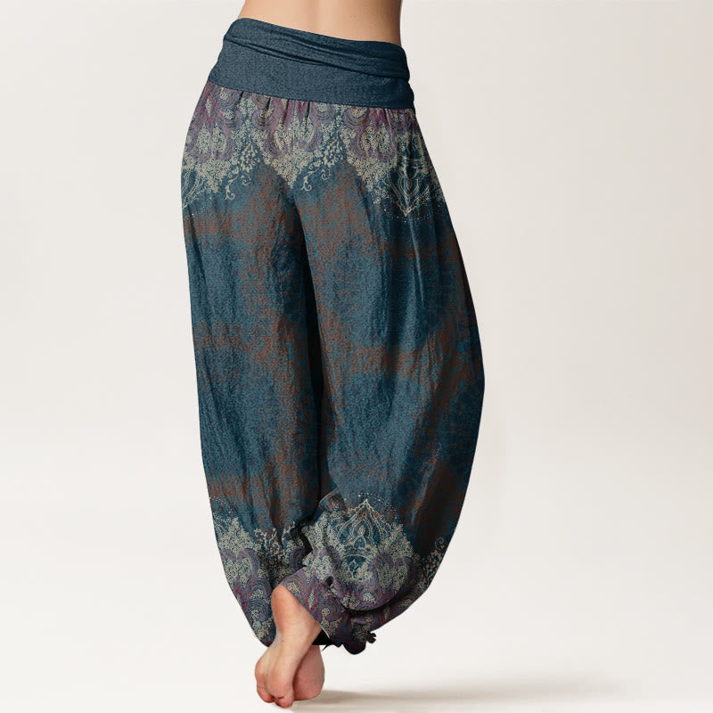 Pantaloni harem da donna con elastico in vita, modello Lycoris Radiata Mandala, in puro cotone, Buddha Stones - image 1