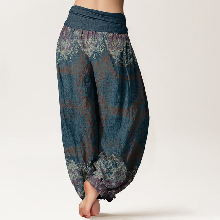 Pantaloni harem da donna con elastico in vita, modello Lycoris Radiata Mandala, in puro cotone, Buddha Stones - image 1