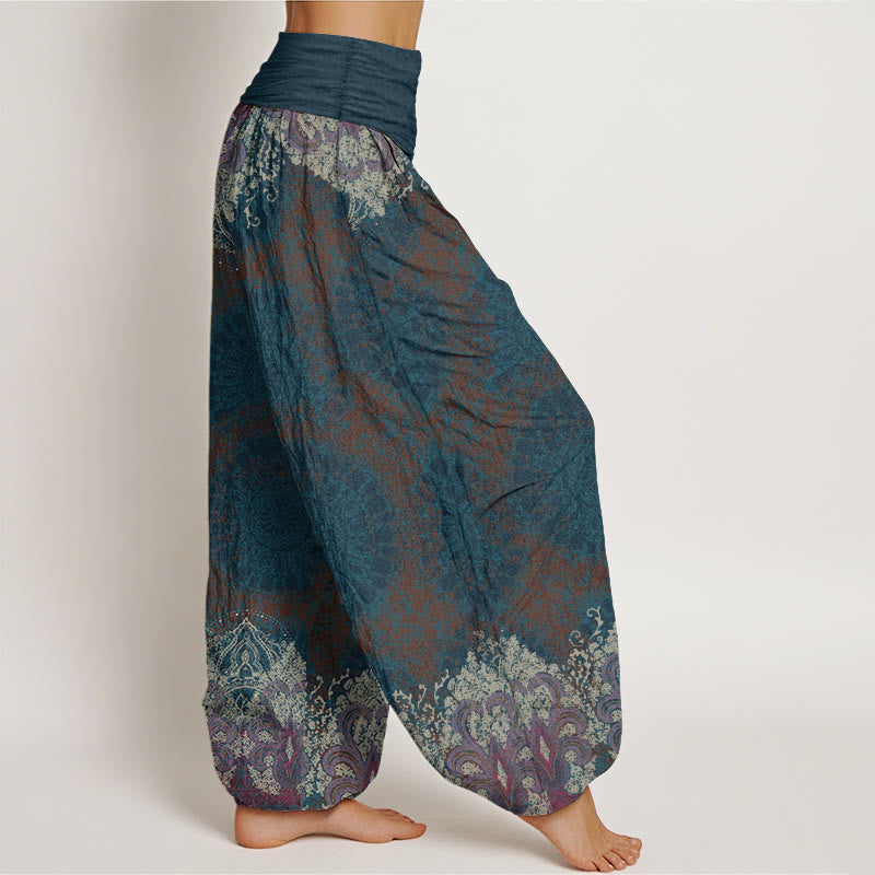 Pantaloni harem da donna con elastico in vita, modello Lycoris Radiata Mandala, in puro cotone, Buddha Stones