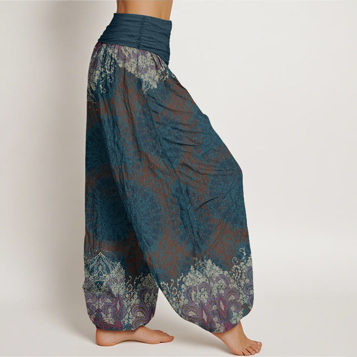 Pantaloni harem da donna con elastico in vita, modello Lycoris Radiata Mandala, in puro cotone, Buddha Stones