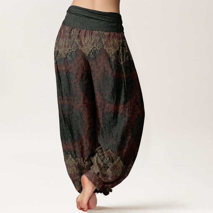 Pantaloni harem da donna con elastico in vita, modello Lycoris Radiata Mandala, in puro cotone, Buddha Stones