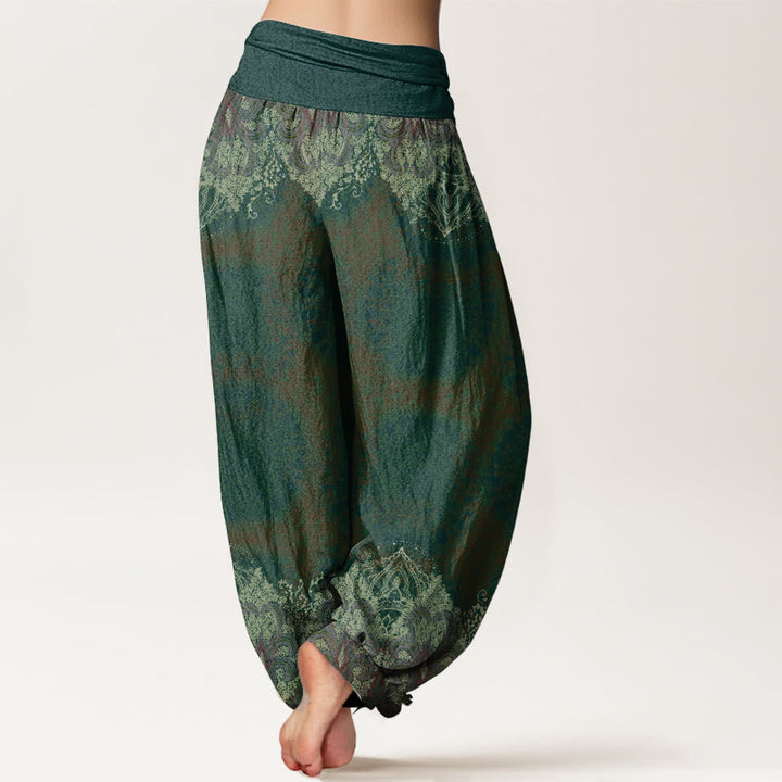 Pantaloni harem da donna con elastico in vita, modello Lycoris Radiata Mandala, in puro cotone, Buddha Stones