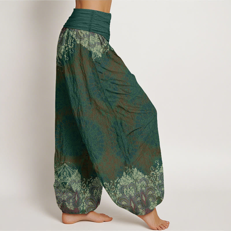 Pantaloni harem da donna con elastico in vita, modello Lycoris Radiata Mandala, in puro cotone, Buddha Stones