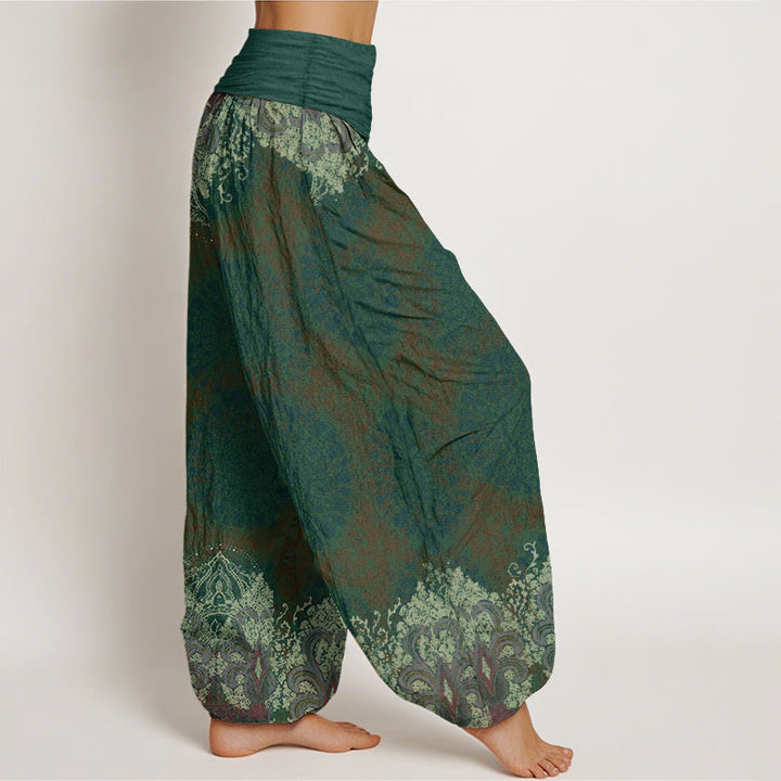 Pantaloni harem da donna con elastico in vita, modello Lycoris Radiata Mandala, in puro cotone, Buddha Stones
