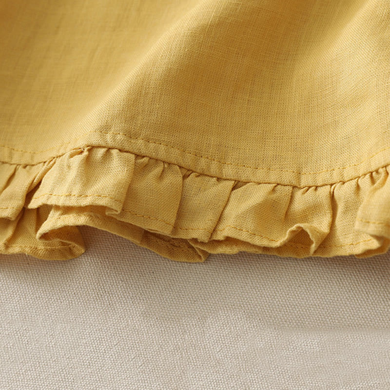 T-shirt da donna in poliestere con scollo a giro, casual, tinta unita, orlo arricciato e cravatta Buddha Stones - image 2