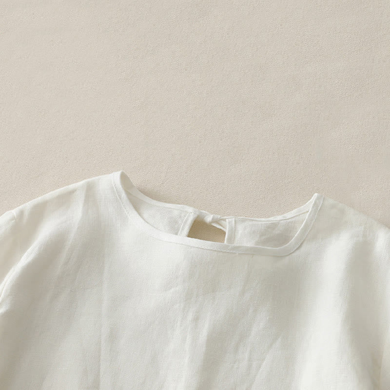 T-shirt da donna in poliestere con scollo a giro, casual, tinta unita, orlo arricciato e cravatta Buddha Stones - image 9