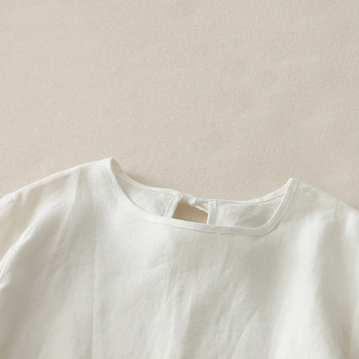 T-shirt da donna in poliestere con scollo a giro, casual, tinta unita, orlo arricciato e cravatta Buddha Stones - image 9