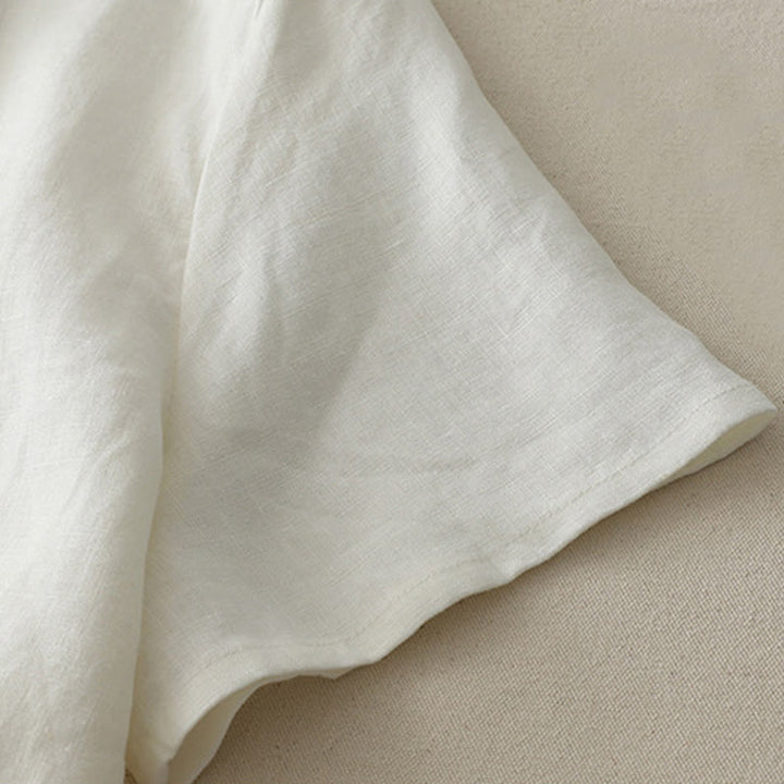 T-shirt da donna in poliestere con scollo a giro, casual, tinta unita, orlo arricciato e cravatta Buddha Stones - image 6