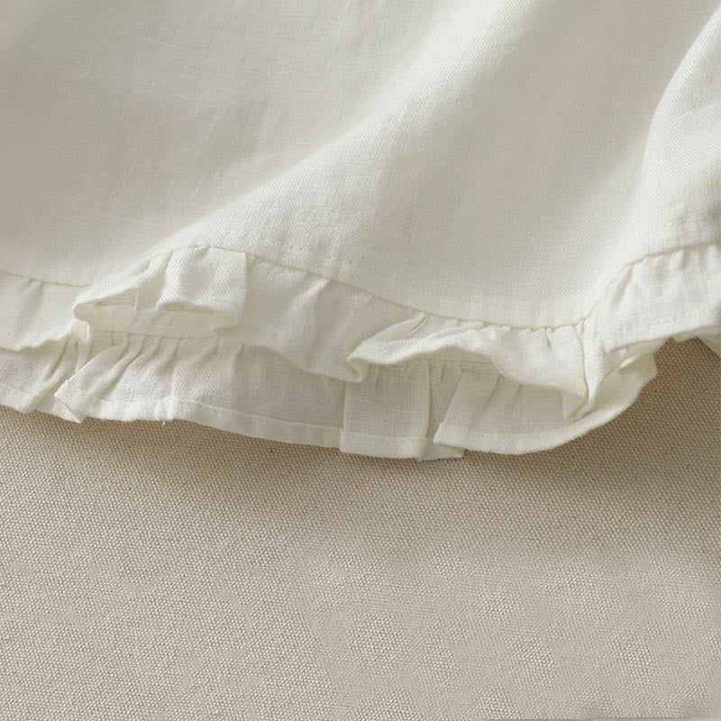 T-shirt da donna in poliestere con scollo a giro, casual, tinta unita, orlo arricciato e cravatta Buddha Stones - image 11