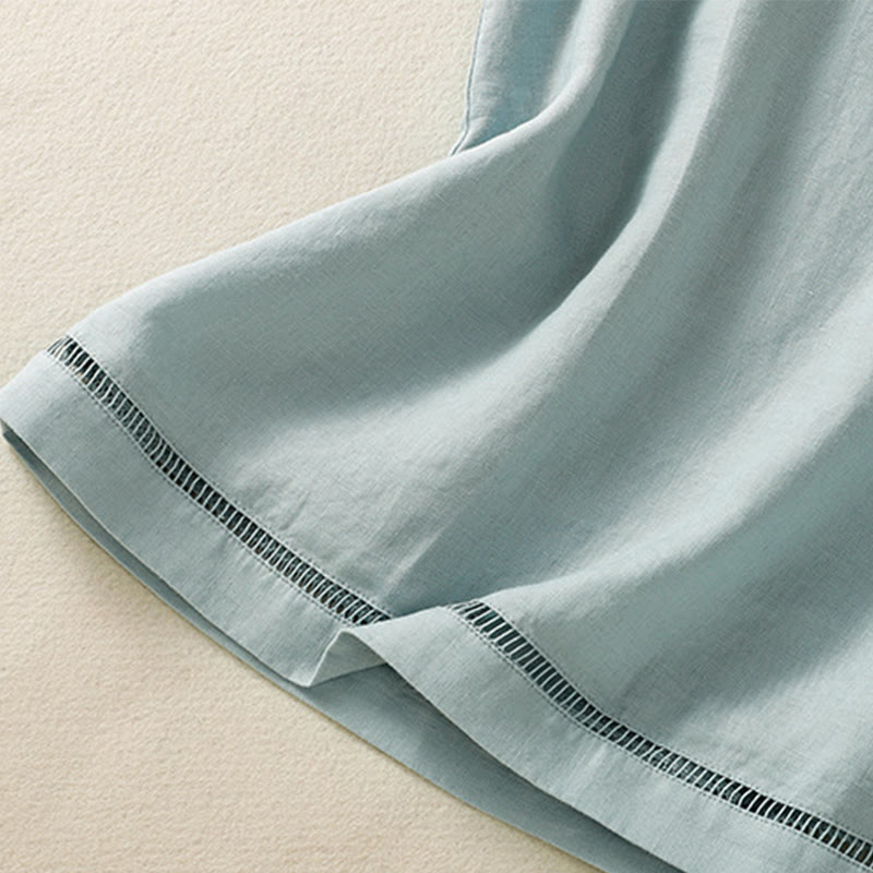 Gilet senza maniche in cotone da donna con scollo a giro semplice e bottoni, motivo Buddha Stones - image 12