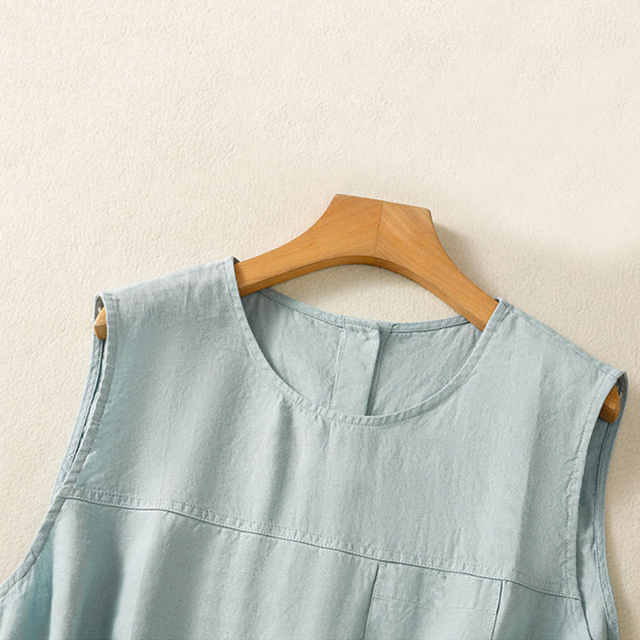 Gilet senza maniche in cotone da donna con scollo a giro semplice e bottoni, motivo Buddha Stones - image 8