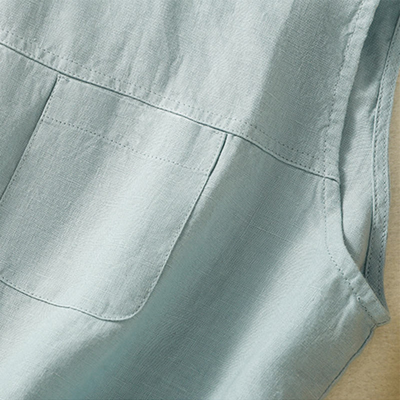 Gilet senza maniche in cotone da donna con scollo a giro semplice e bottoni, motivo Buddha Stones - image 13