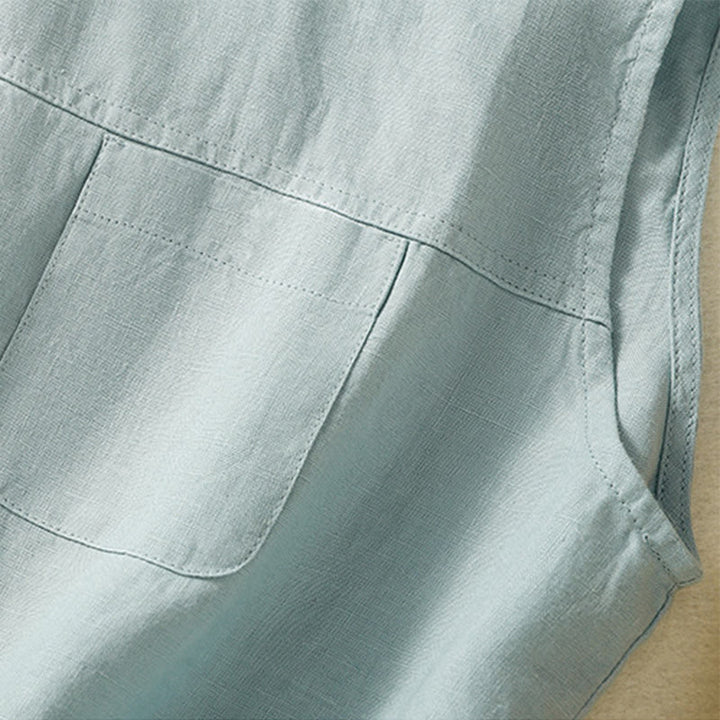 Gilet senza maniche in cotone da donna con scollo a giro semplice e bottoni, motivo Buddha Stones - image 13