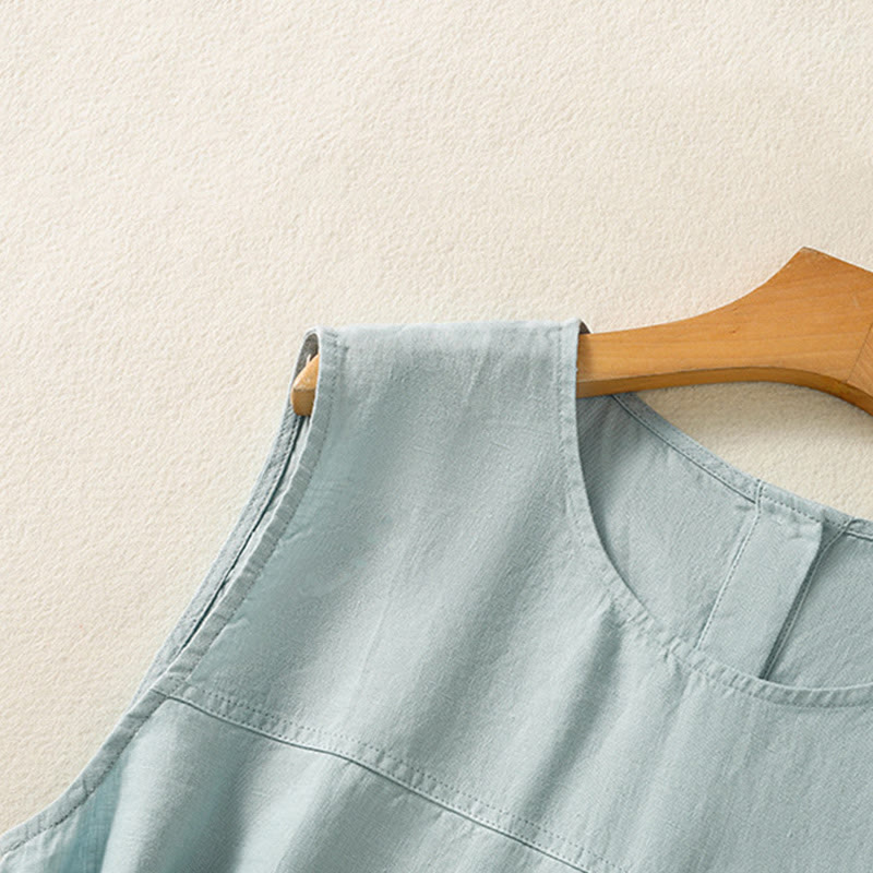 Gilet senza maniche in cotone da donna con scollo a giro semplice e bottoni, motivo Buddha Stones - image 10