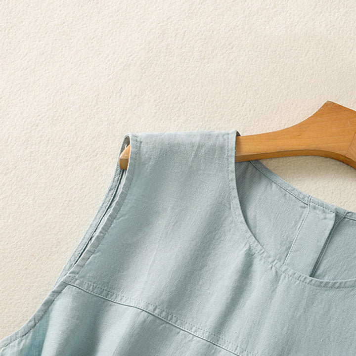 Gilet senza maniche in cotone da donna con scollo a giro semplice e bottoni, motivo Buddha Stones - image 10