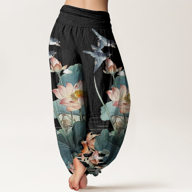 Pantaloni harem da donna con elastico in vita, modello Buddha Stones, casual, estivi, motivo Lotus Pond - image 7